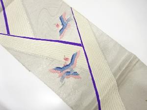 アンティーク　流水に鳥模様刺繍袋帯（材料）